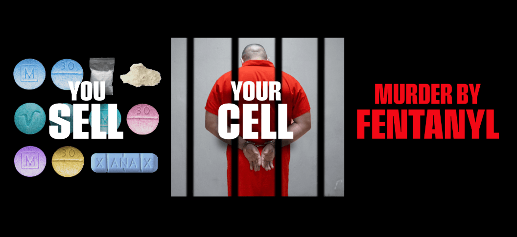 Anti-drug image showing pills and powder with 